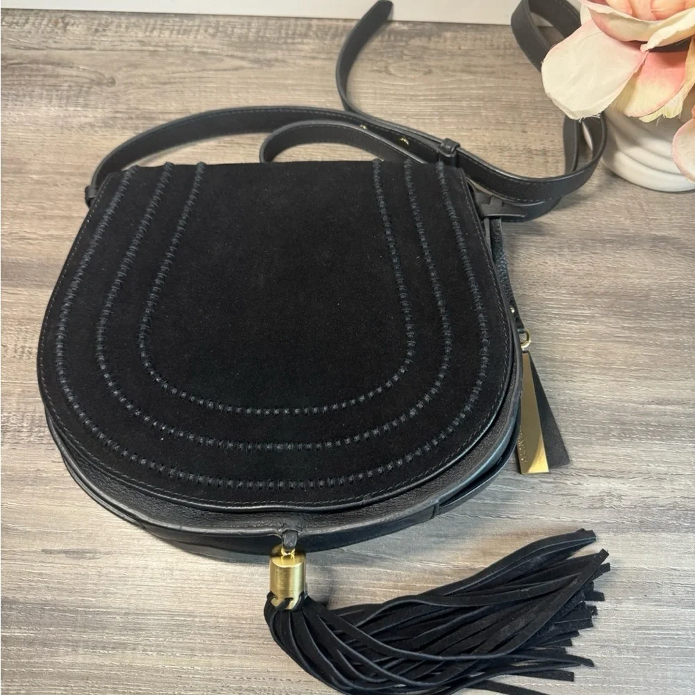 Vince Camuto Izzi Suede Tassel Bag Black IMMACULATE - Picture 3 of 11